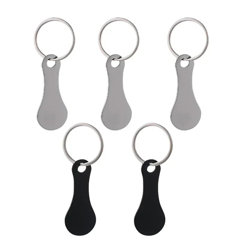 Praktischer Einkaufswagen-Token Schlüsselanhänger aus Aluminium, 1-5 Stück in Silber - Schwarz
