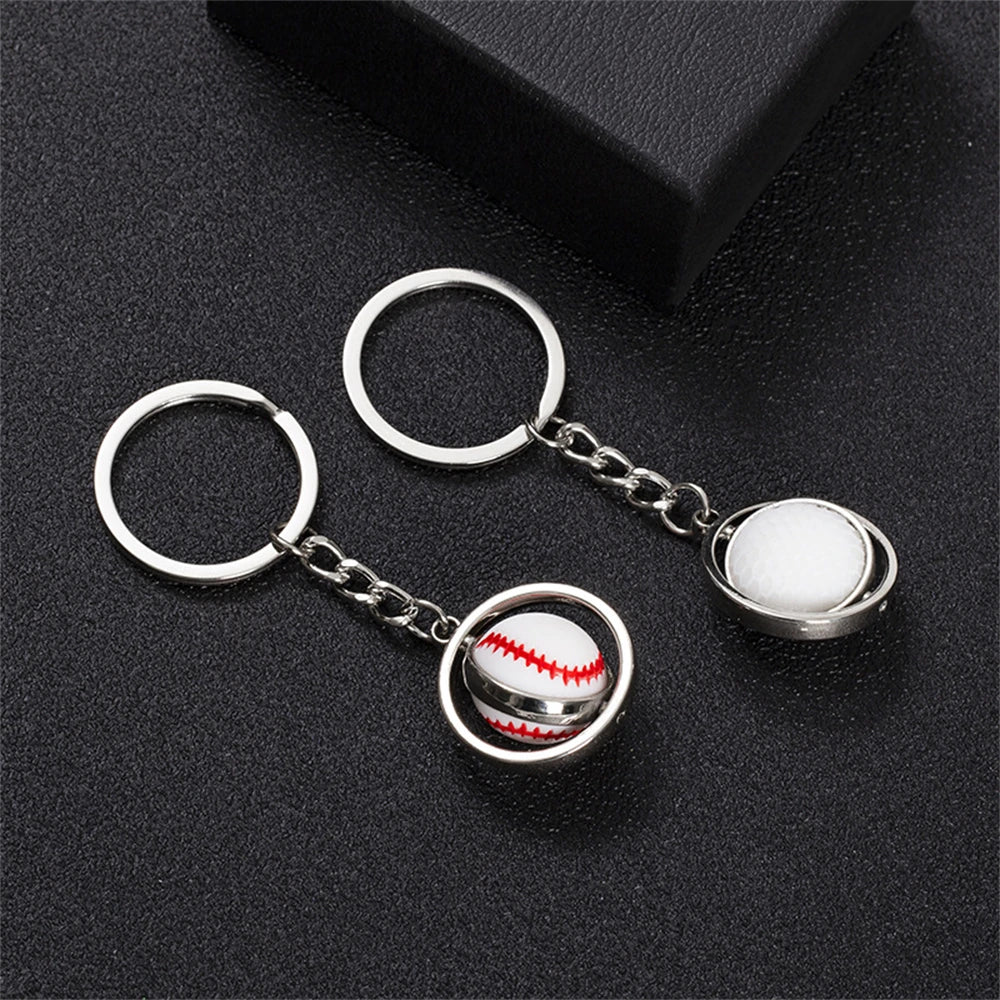 Rotierender Mini-Ball Schlüsselanhänger in Silber – Sportliche Motive, langlebig - stylisch