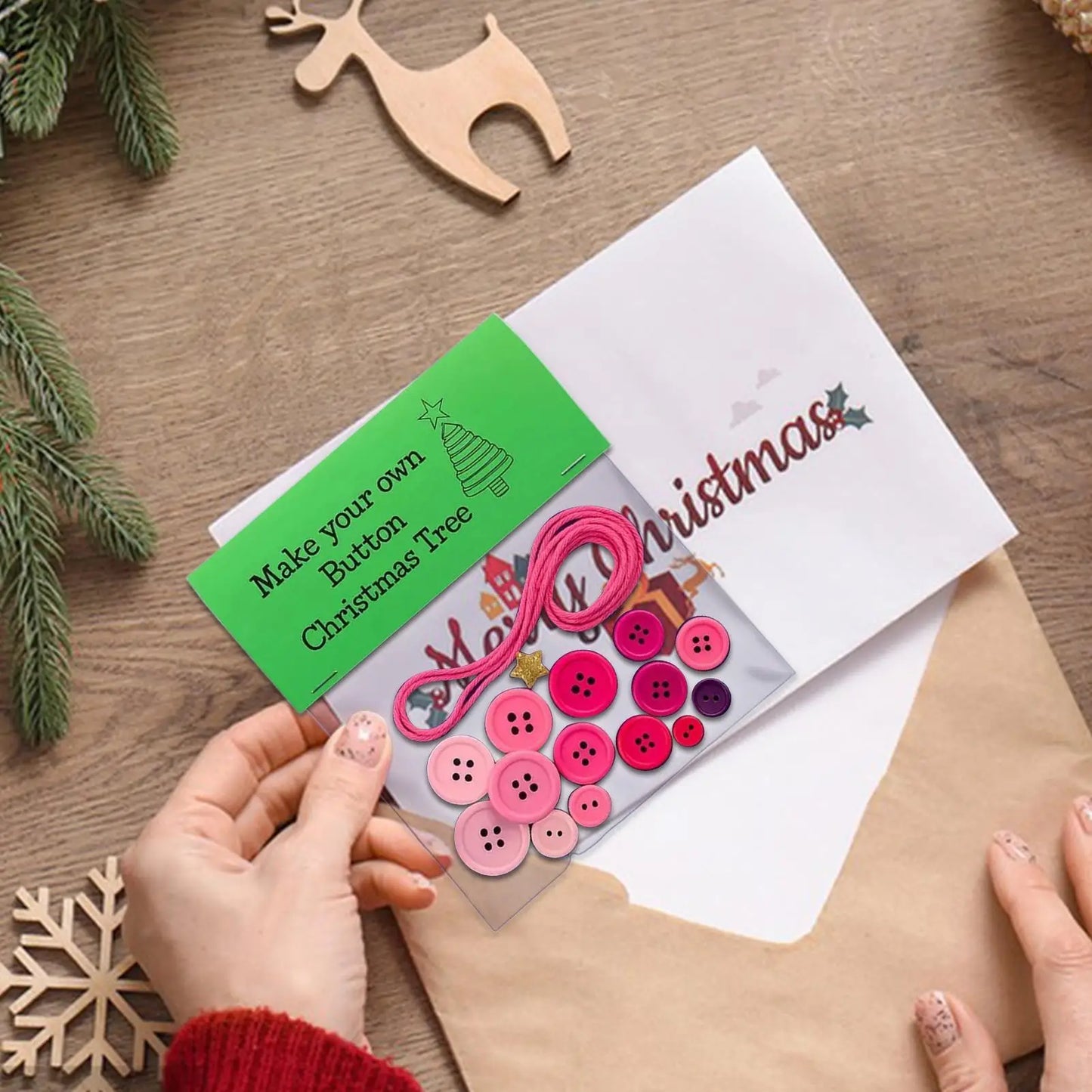 Materialpaket DIY Weihnachtsknopf Bastelset für festliche Anhänger