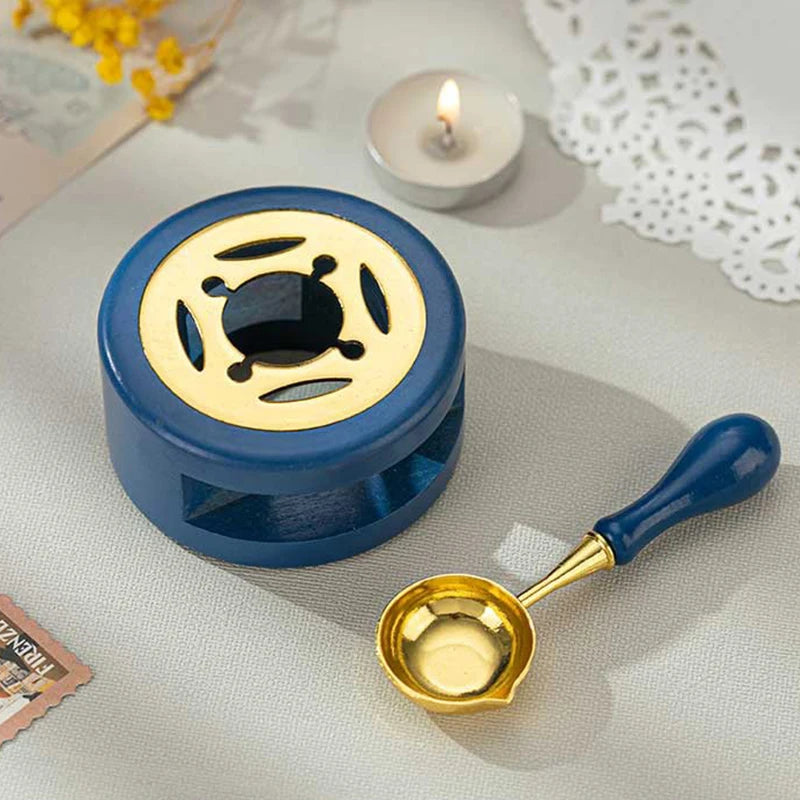 Siegellack Set mit Holzlöffel und Siegelstempel für Dekoration