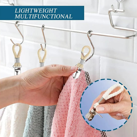 Praktische 4er-Set Handtuchhalter mit Metallhaken und Baumwollschleife