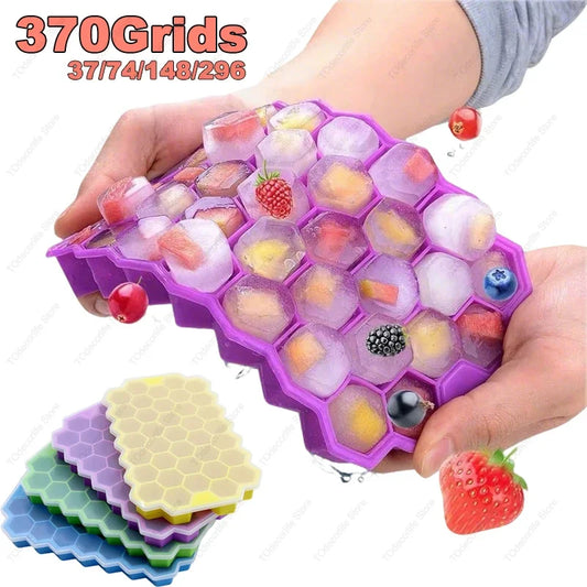 Premium Silikon Eiswürfelformen mit Deckel – Sechseckig, Wiederverwendbar