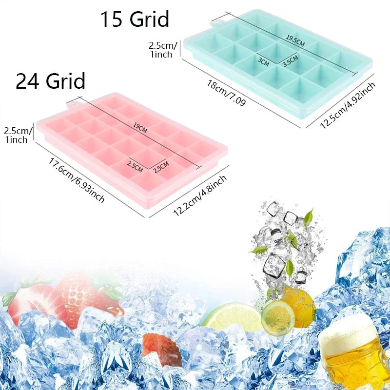 24er Silikon Eiswürfelform mit Deckel für Whiskey, Cocktails & Getränke
