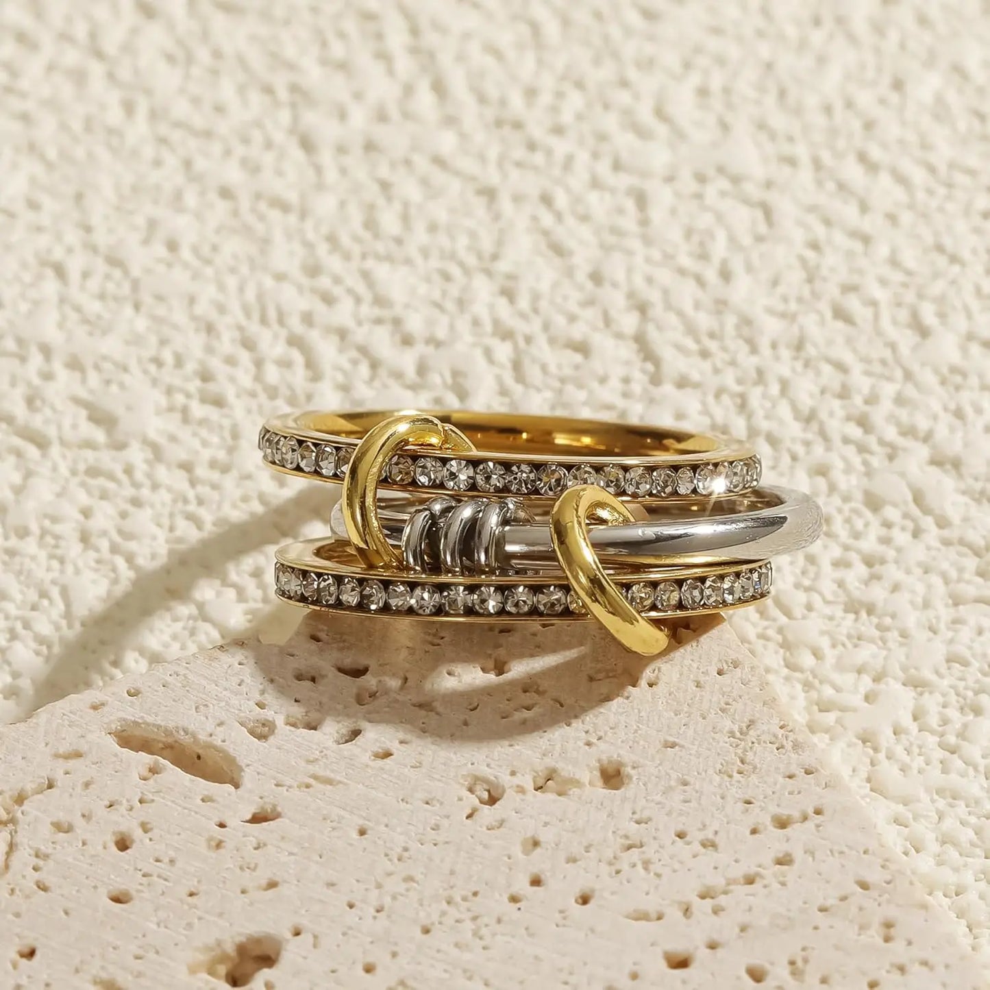 18K vergoldete Edelstahl-Ringe mit Zirkonia für stilbewusste Damen