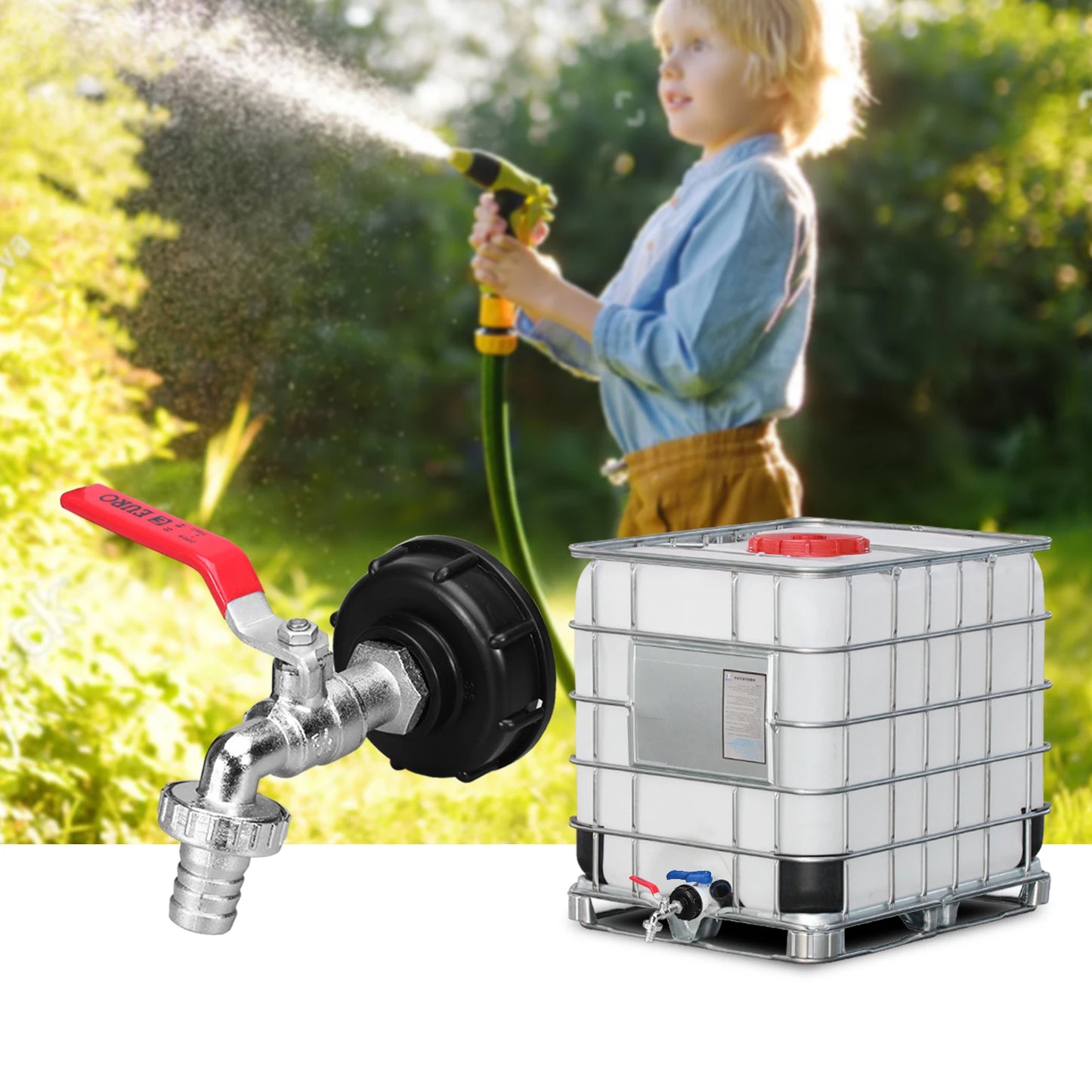 Langlebiger IBC Tankhahn Adapter S60x6 auf 1/2 - 3/4 für stabile Wasseranschlüsse