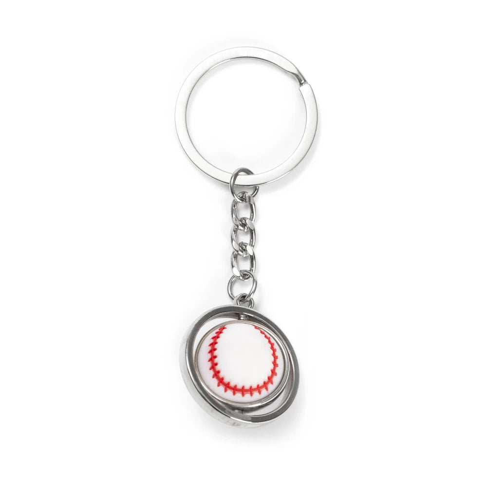 Rotierender Mini-Ball Schlüsselanhänger in Silber – Sportliche Motive, langlebig - stylisch