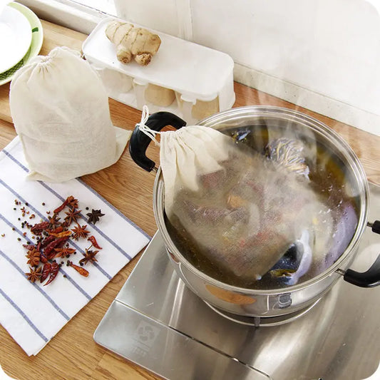 Nachhaltige Baumwollbeutel für Gewürze und Kräuter 5er Set