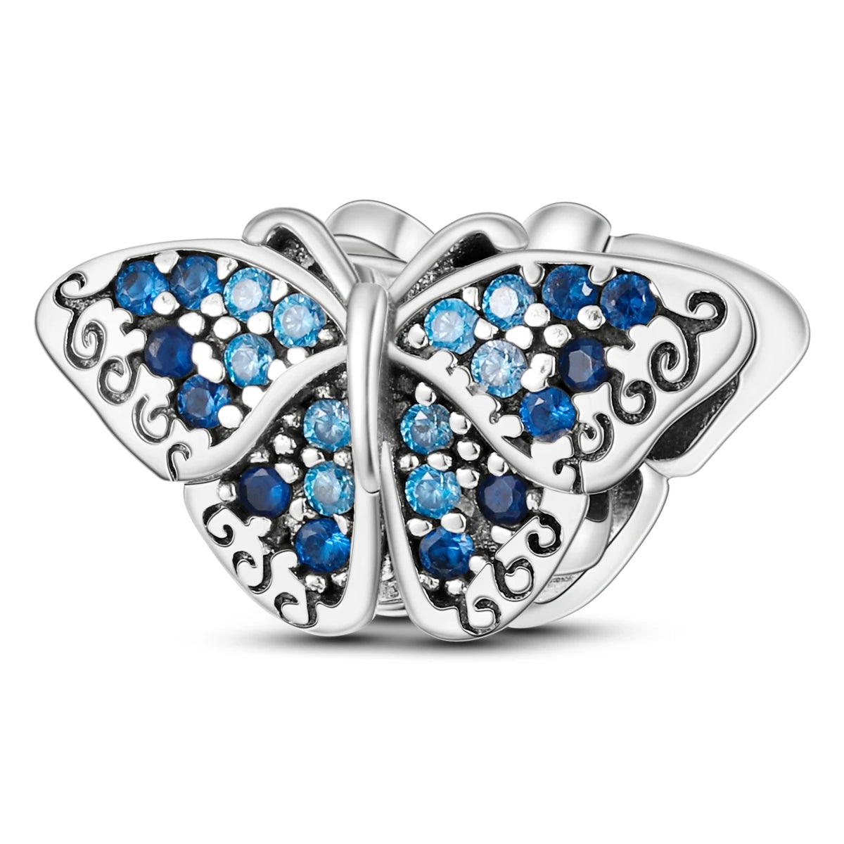Edler Charm-Anhänger aus 925er Silber mit funkelndem blauem Zirkon – perfekt für DIY-Schmuck