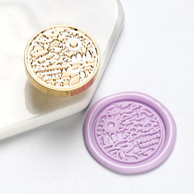 Sternenhimmel Lotus Rosenmuster Wachssiegel Stempel, Retro Stil
