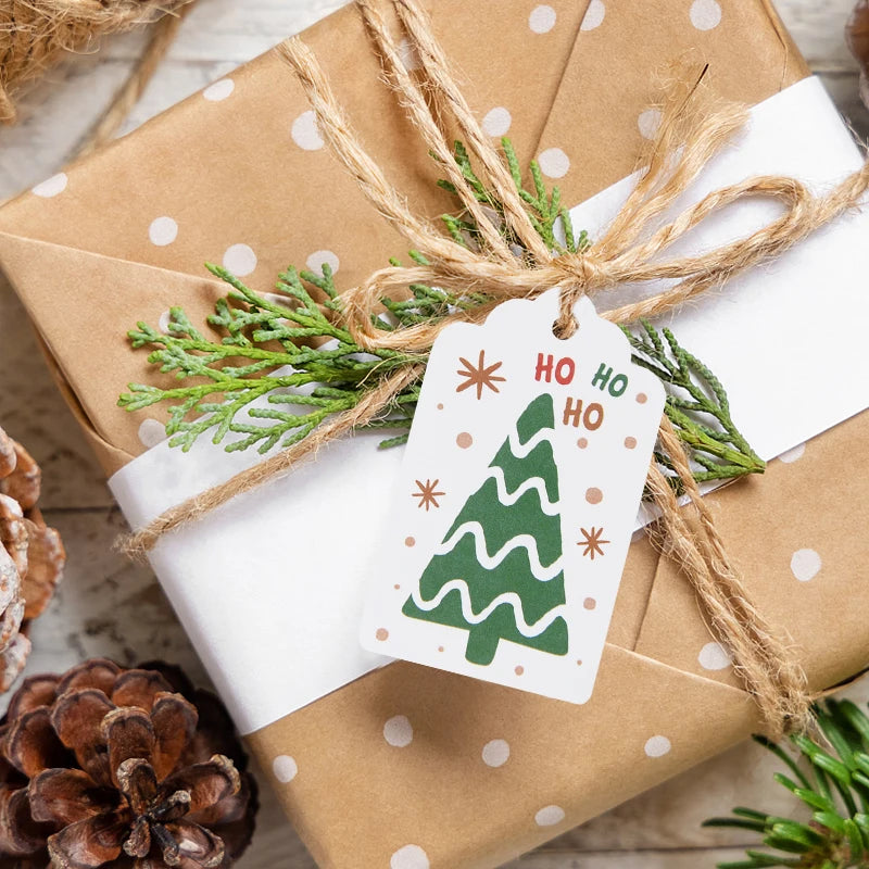 100-teiliges Frohe Weihnachten Kraftpapier Etiketten Set zum Aufhängen