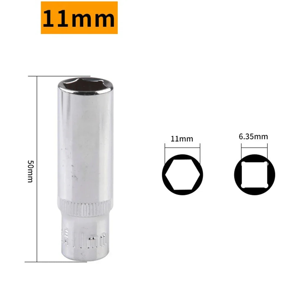 Robuster 1/4 Zoll Tief Steckschlüssel Satz – Metrisch, Sechskant, CrV-Stahl