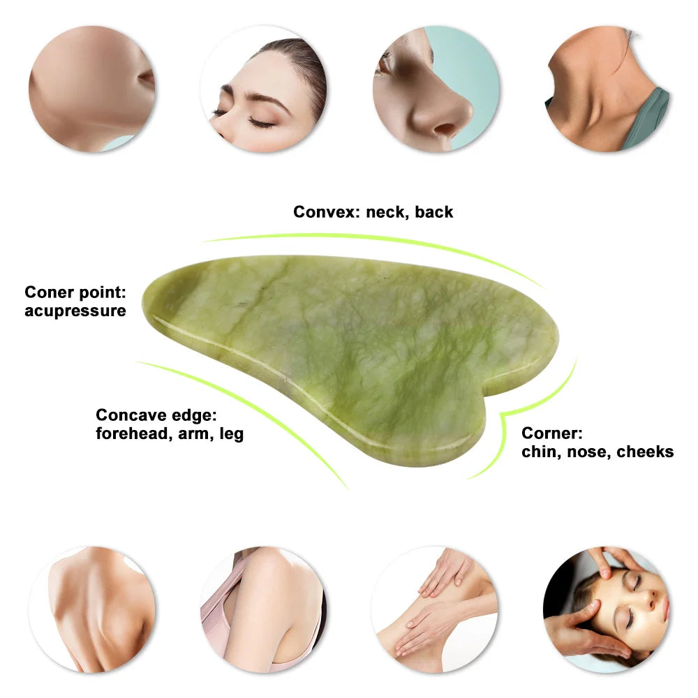 Natürlicher Rosen-Jade-Roller mit Gua Sha Massagegerät aus Kristall