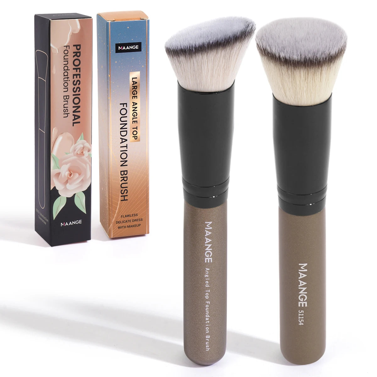 Makelloses Make-up: 2-teiliges Set mit weichen, synthetischen Pinseln für Foundation - Rouge