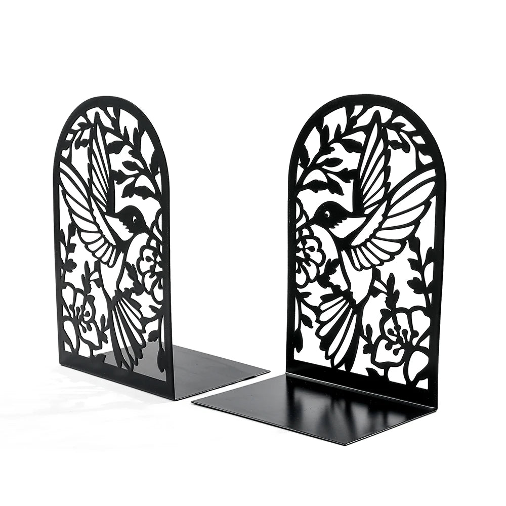 Buchstützen aus Eisen mit Schwalben- und Blumenmotiv für Büro & Zuhause