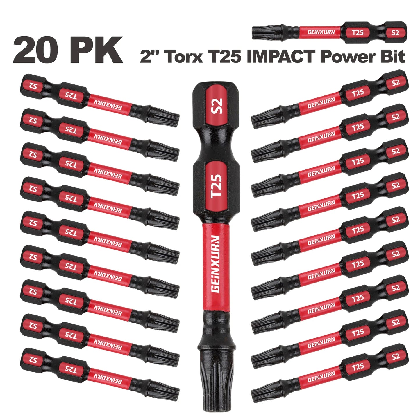 T25 Torx Power Bit Set, magnetisch, S2 Legierter Stahl, 2 Zoll