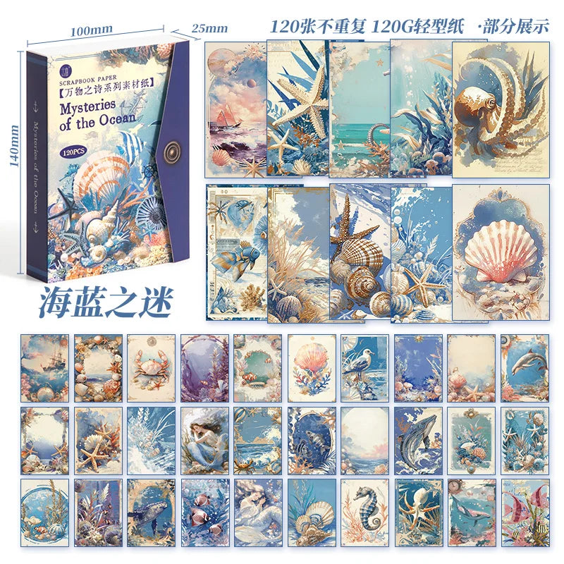 120 Blatt Vintage Dekor Scrapbook Materialien Papier Combo Kit