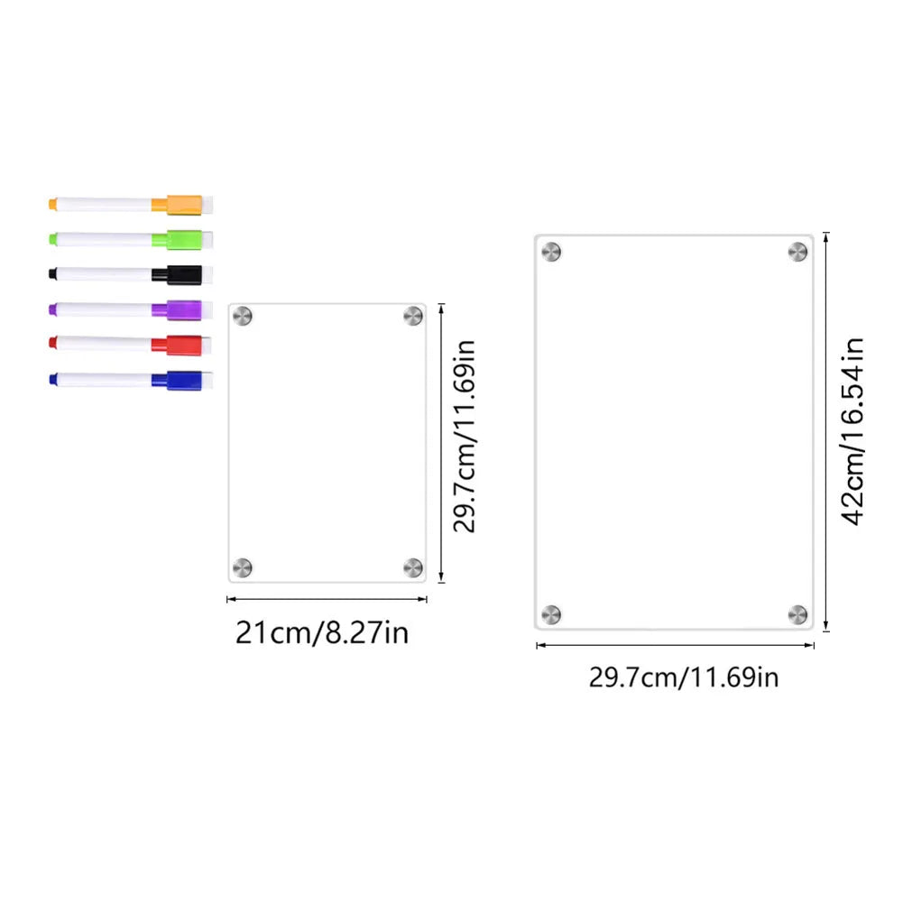 Klarer magnetischer Acryl-Kalender mit 6 Farben – flexibel - wiederverwendbar