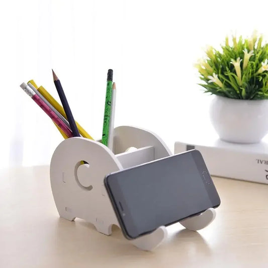 Holz Penrack und Handy Halter Elefanten Design für Home Office