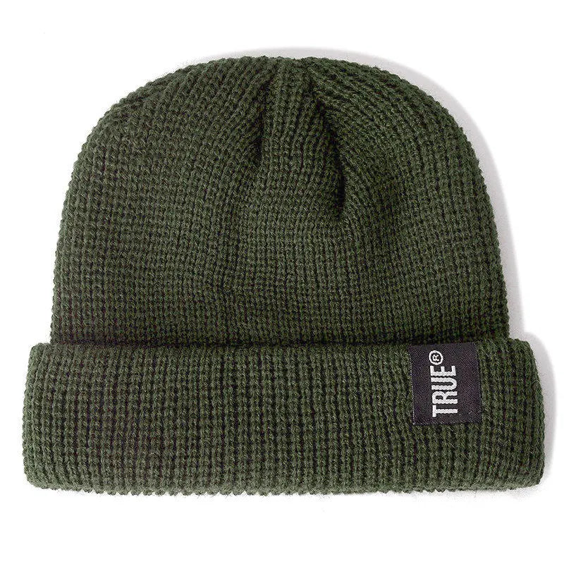 Kurze Unisex Beanie Mütze Gestrickt Winterhut Mit Brief Muster