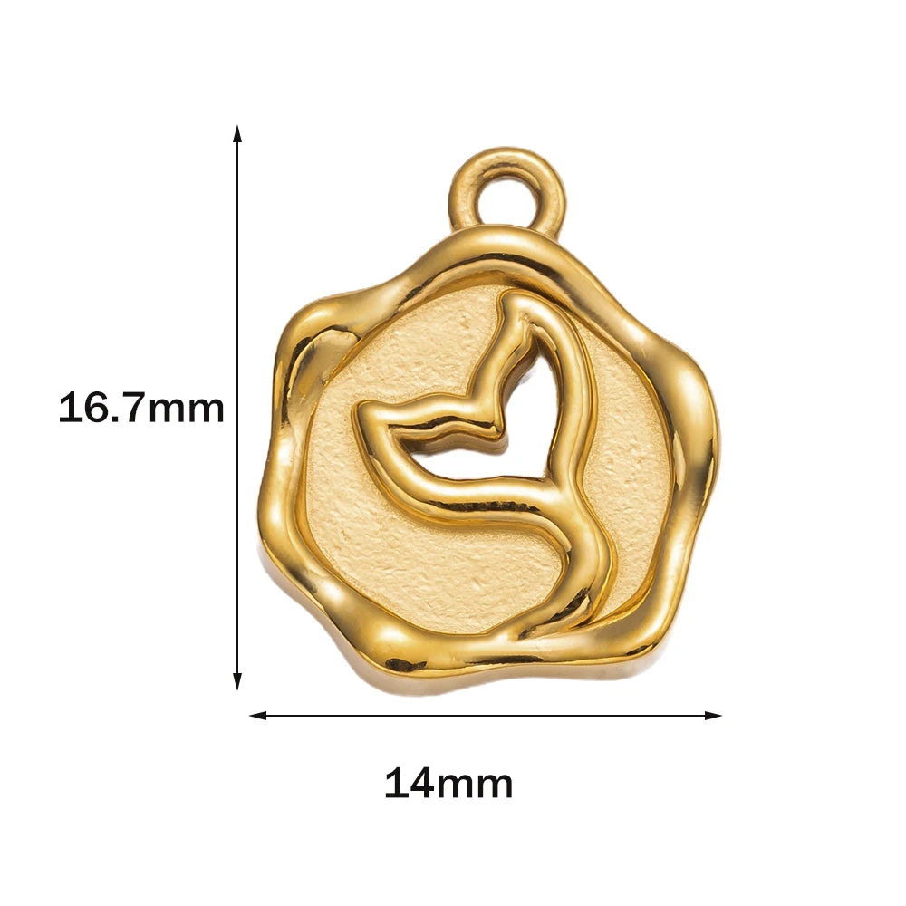 5er Set Goldfarbene Edelstahl Anhänger Charms für Schmuck DIY