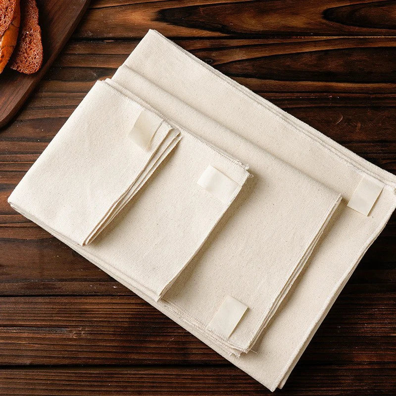 Premium Leinen Gäretuch Set für Brotteig - Baguette, inkl. Schaber