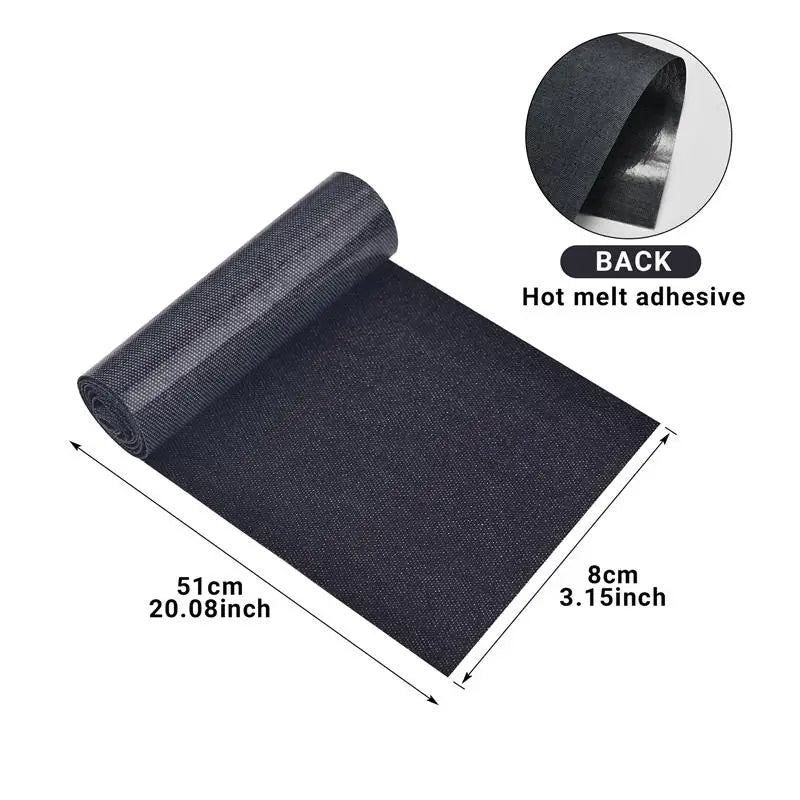 Denim Reparatur Bügelpatch 8x51cm Stoffflicken Schwarz Blau
