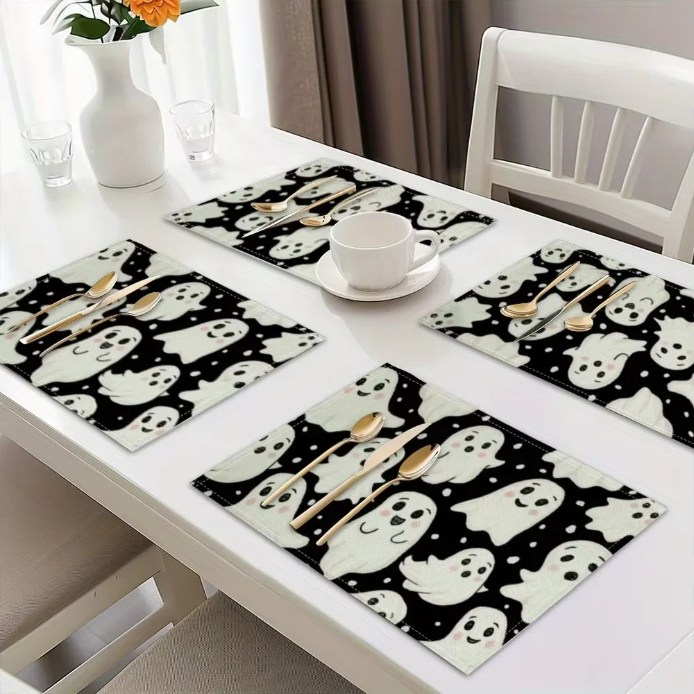 Halloween Tischsets mit niedlichem Geistermotiv wasserdicht hitzebeständig