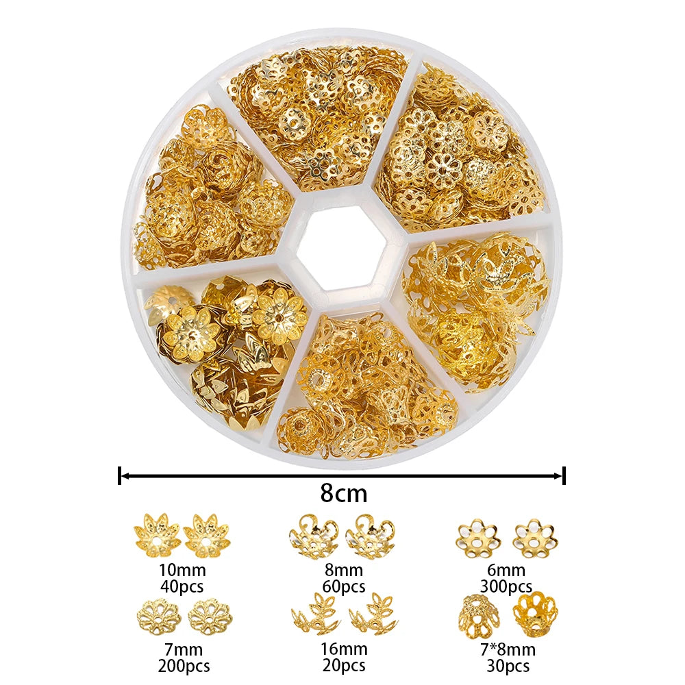 650-teiliges DIY Schmuckset mit Blumen Perlen Endkappen und Quasten