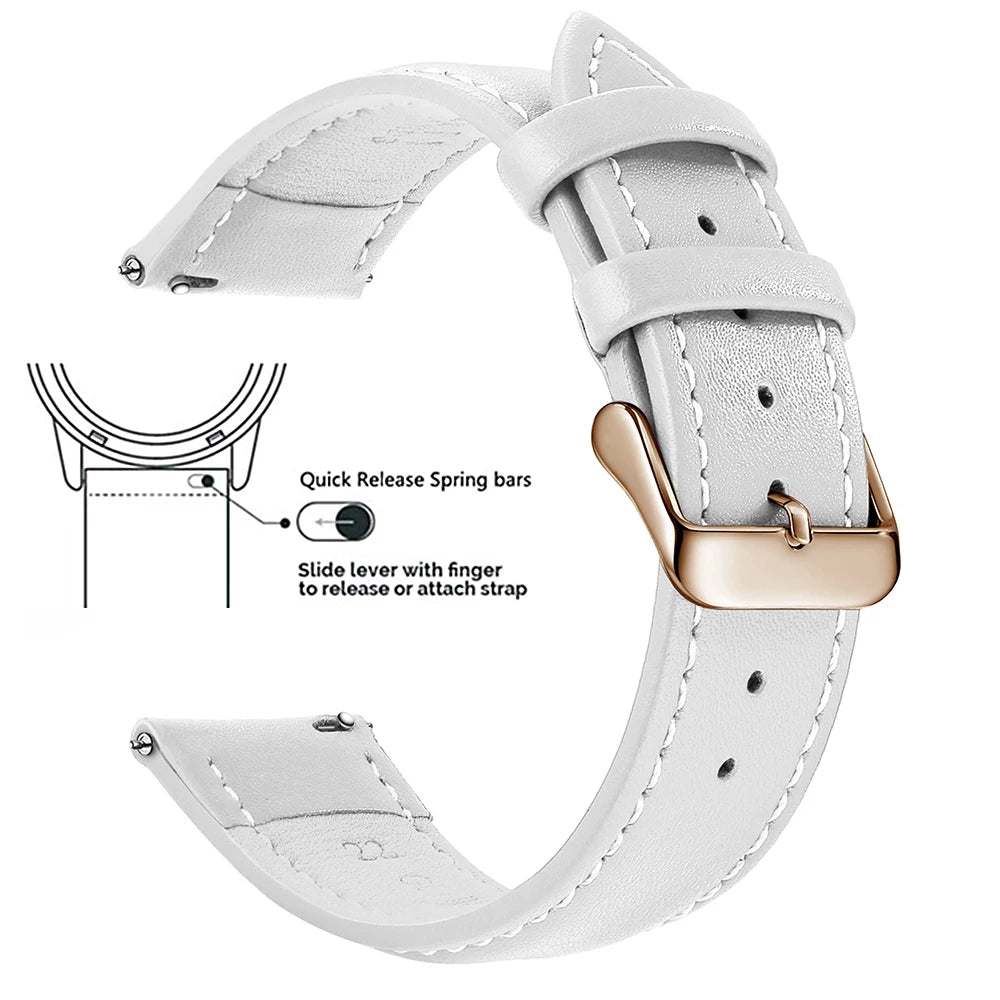 Echtleder Uhrenarmband Schnellverschluss 18/20/22mm für viele Smartwatches