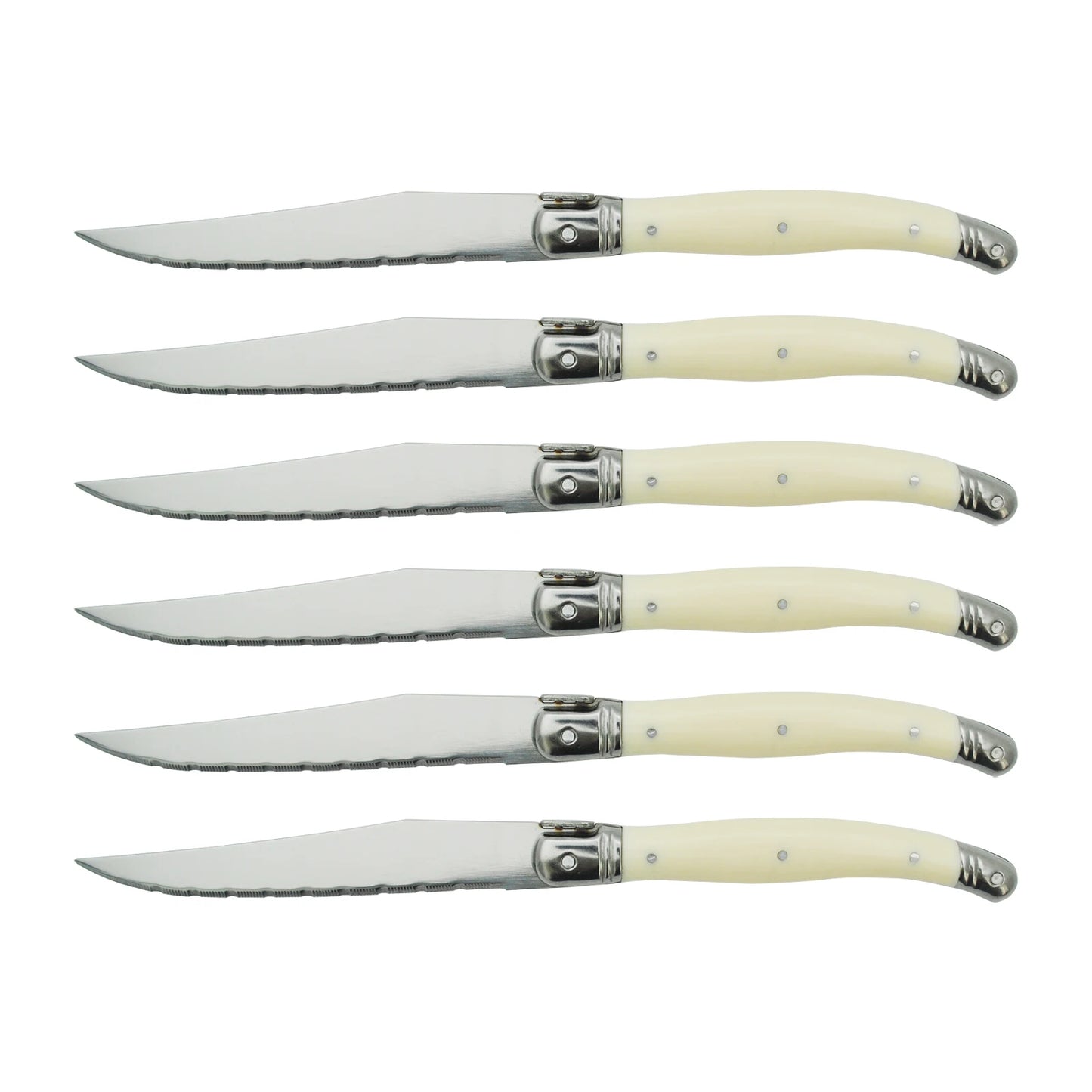Laguiole Steak Messer Set Mit Weißem Kunststoffgriff Edelstahl Für Haushalt