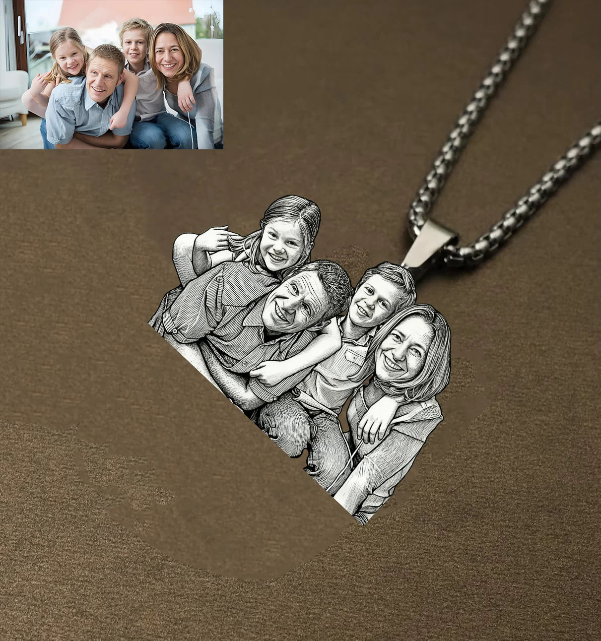 Personalisierter Foto-Halsketten-Anhänger mit individueller Gravur Damen Herren