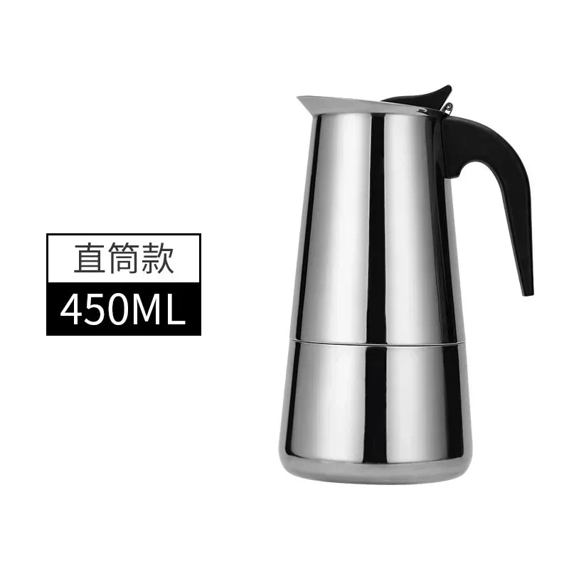 Italienischer Edelstahl Moka Pot – Induktionstauglich, 50-600 ml, Aromatisch