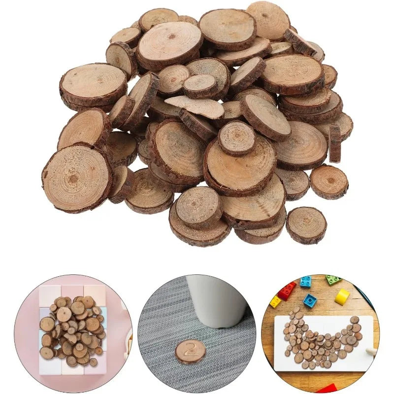 Kreative DIY-Holzscheiben 30er Set, 1-3 cm Naturholz für Bastelideen - Deko