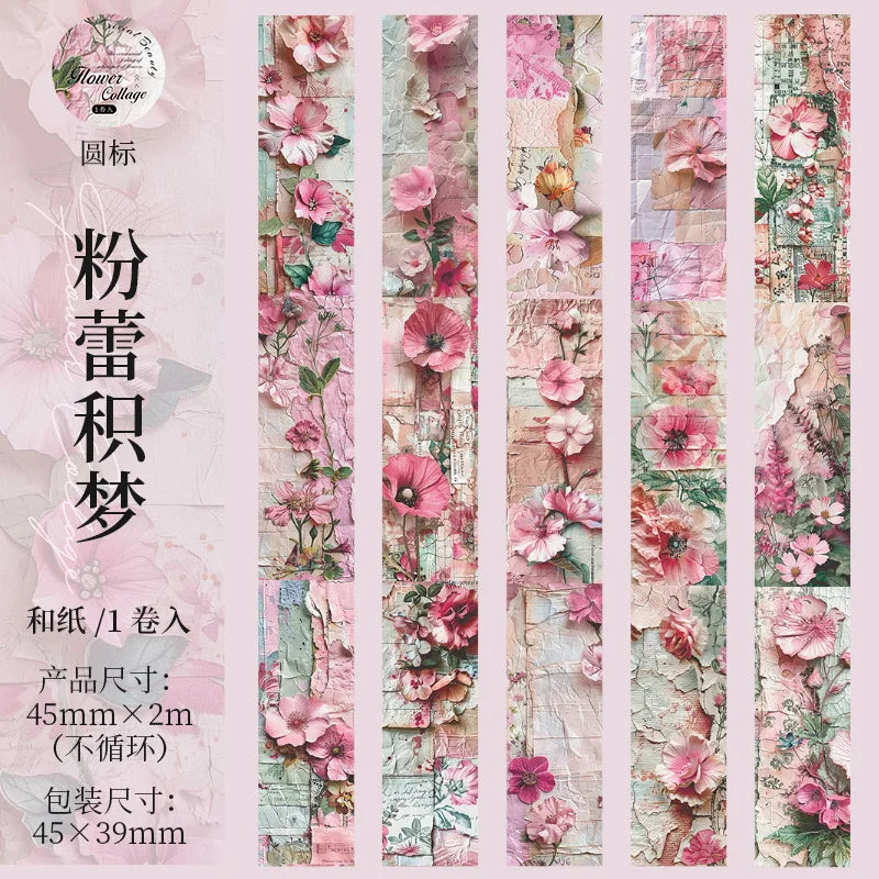 Breites 2m Blumen-Washi-Tape 45mm für Dekoration Basteln Journaling