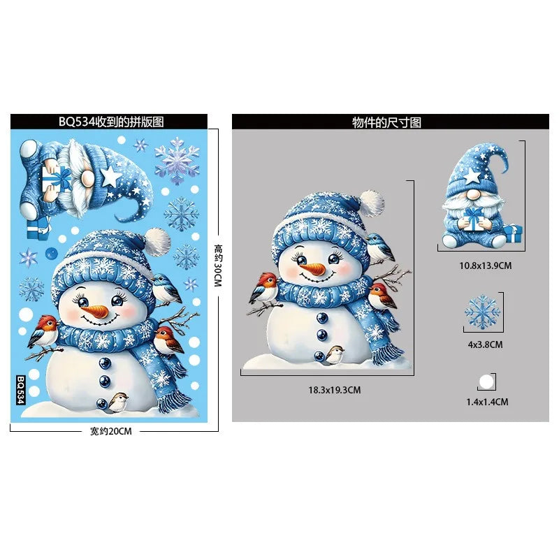 Weihnachten Fenster Aufkleber mit Schneemann Weihnachtsmann und Elch Motiven