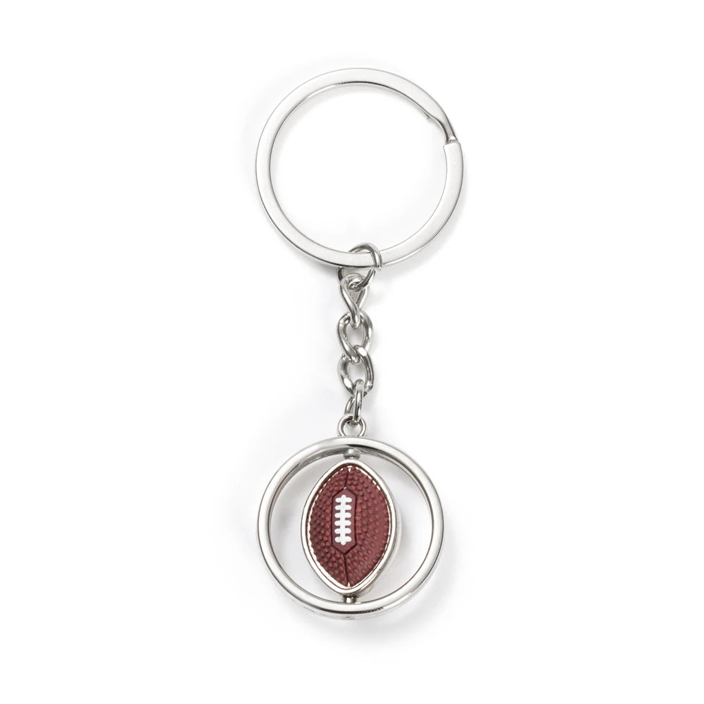 Rotierender Mini-Ball Schlüsselanhänger in Silber – Sportliche Motive, langlebig - stylisch