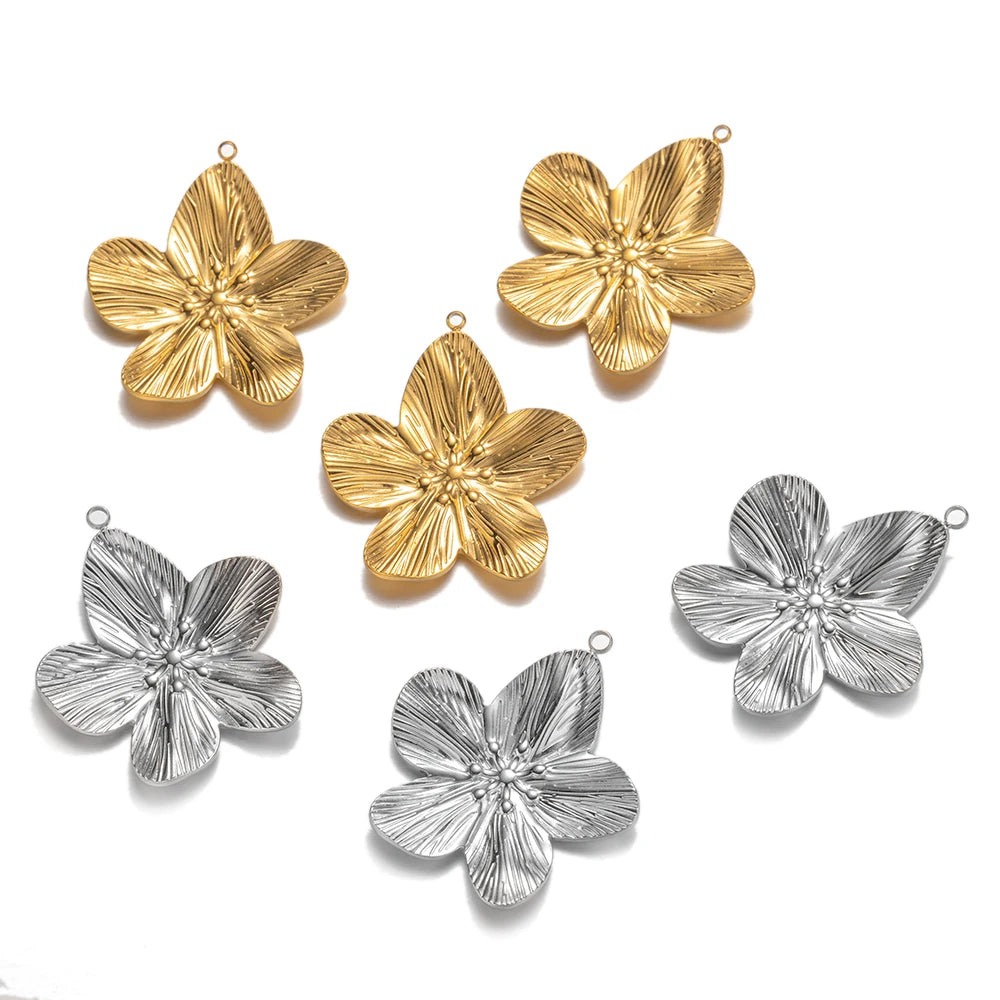 Edelstahl Blumen Charms für DIY Schmuckherstellung in Gold oder Stahl