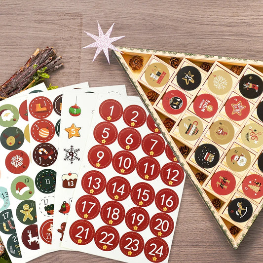 Weihnachts-Adventskalender Aufkleber 1/3/5 Blatt für Geschenkverpackung