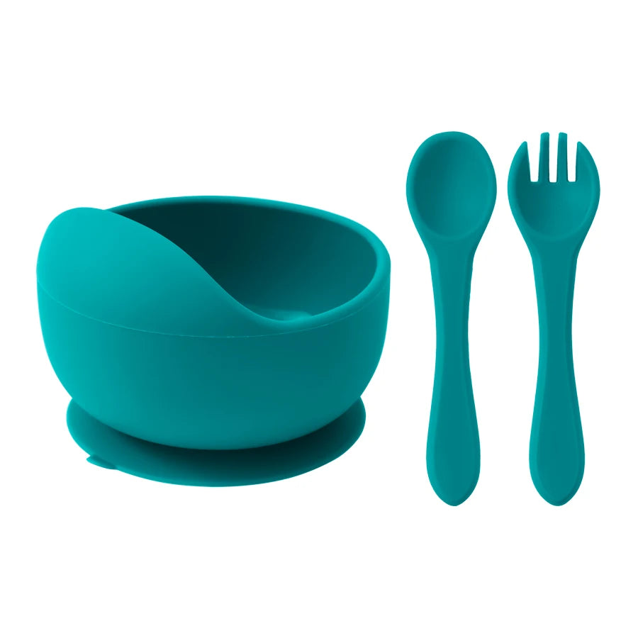 Baby Silikon Fütterungsset BPA frei mit Sauger Schüssel und Löffel