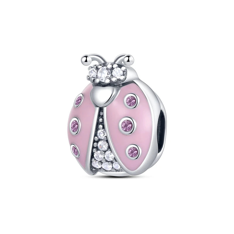 Romantische rosa 925 Silber Charms mit Zirkon – Herz - Parfüm Flasche Set