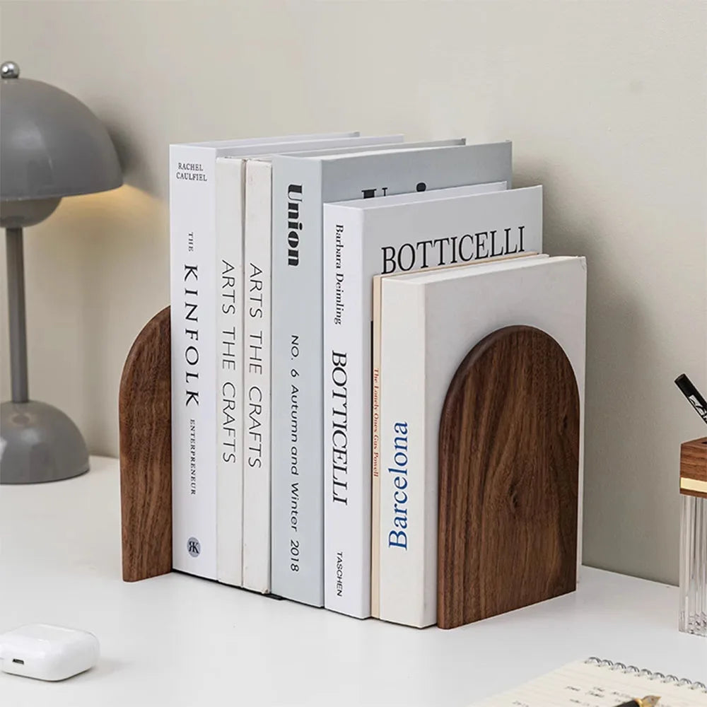 Natur Holz Buchstützen als Schreibtisch Organizer und Bücherhalter