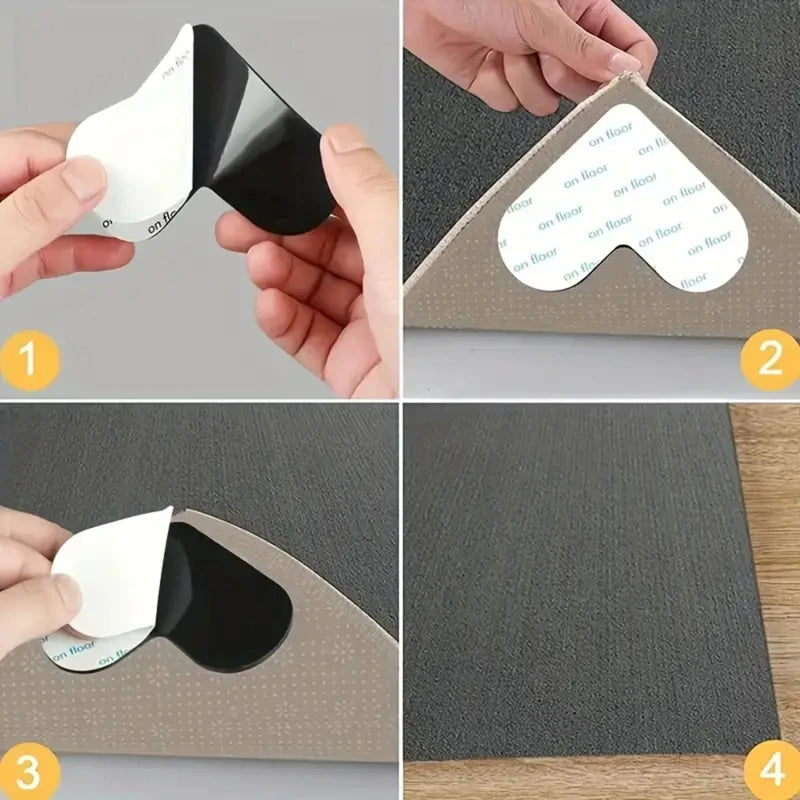 Maximaler Halt - Sicherheit: 4er Set rutschfeste Teppich-Patches aus PU-Material