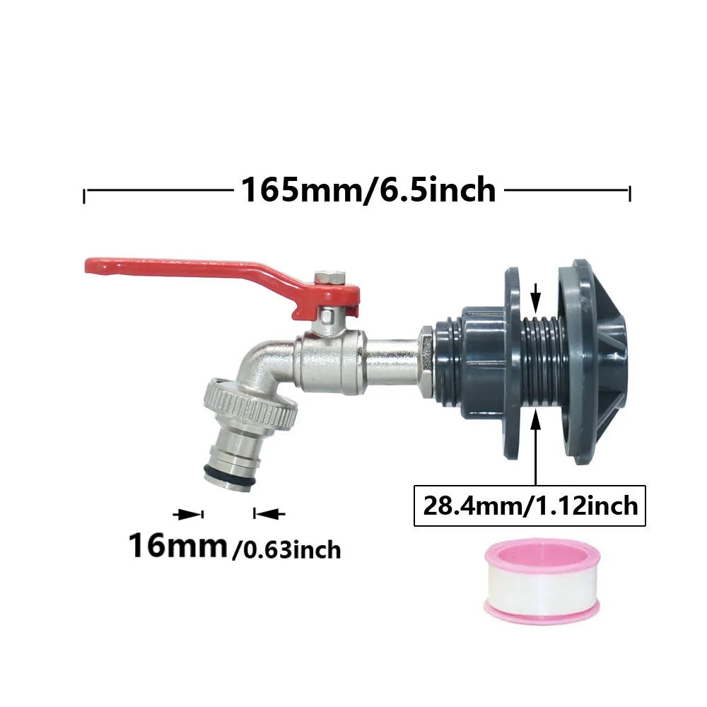 IBC Tank Wasserhahn Adapter mit Ventil für Gartenschlauch 15-16mm Schnellanschluss