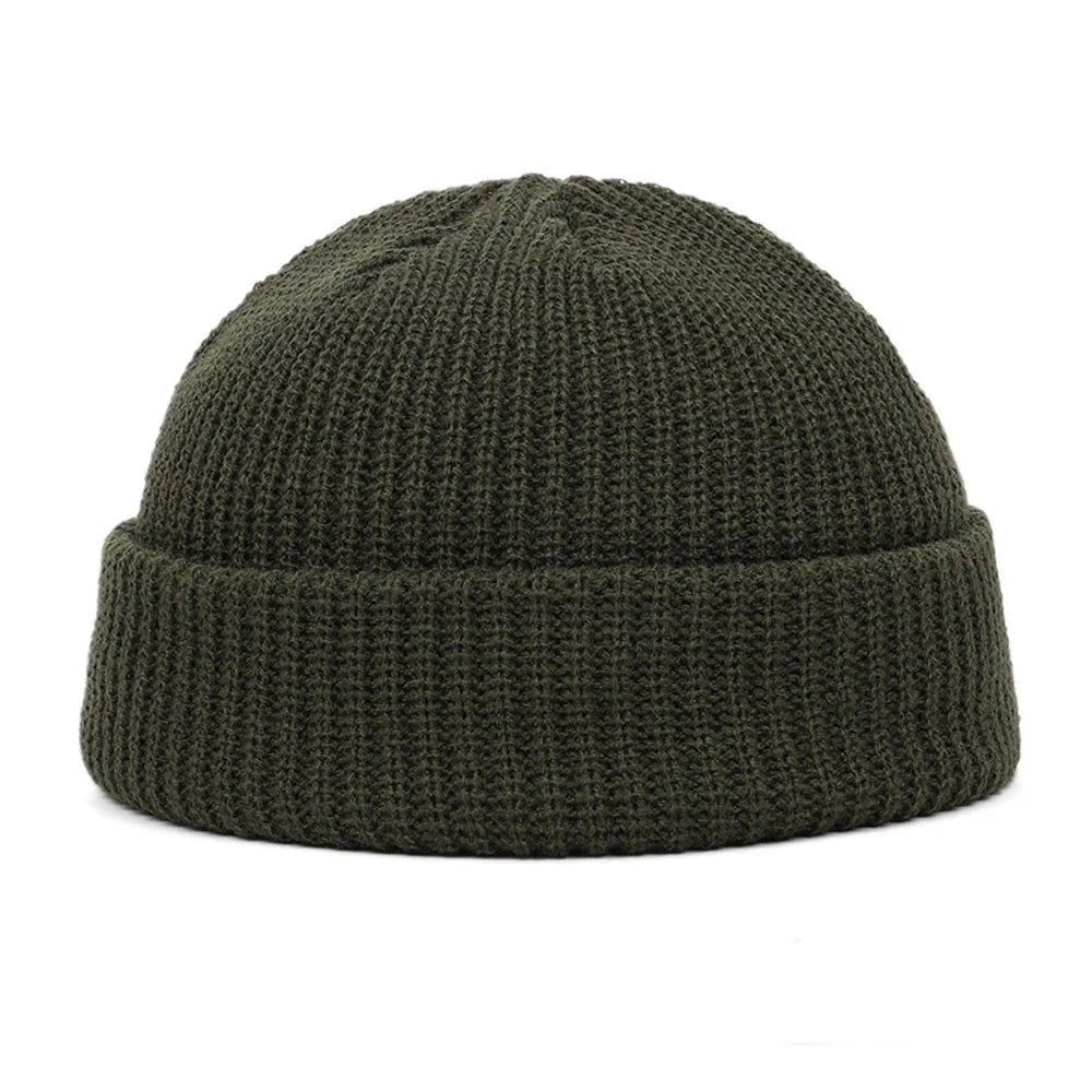 Elastische Unisex Winter Mütze Kurz Gestrickt Warm Beanie Kappe Erwachsene