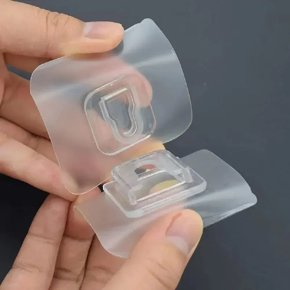 Stark klebende transparente Wandhaken, doppelseitig, wasserfest, 10 Paar Set