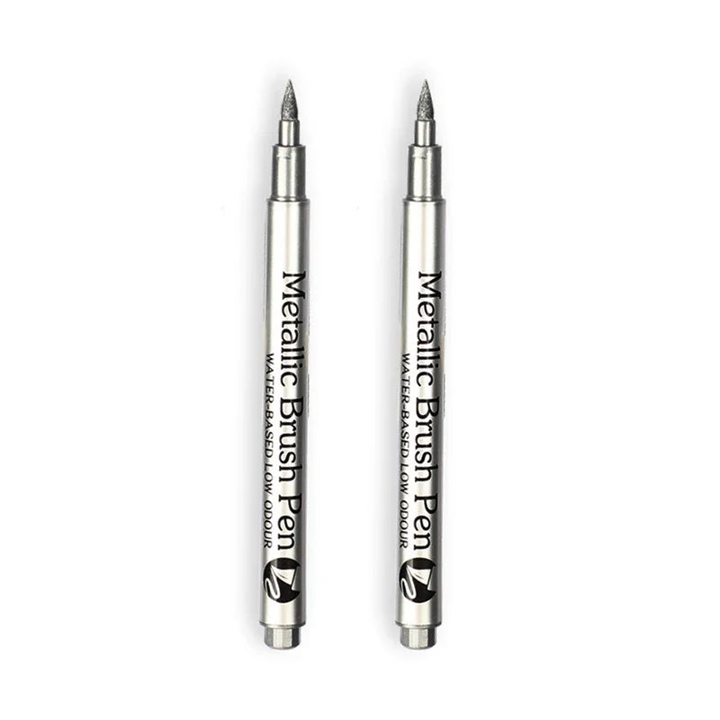 Glänzende Metallic Marker Gold - Silber – Permanente Pinselstifte für Kreative