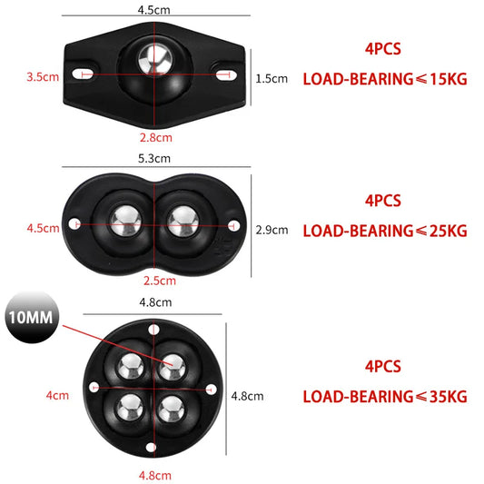 4 selbstklebende Lenkrollen mit 360-Grad-Drehung für Möbel