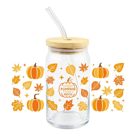 3D UV DTF Transfer Sticker Kürbis Motiv für 16oz - 24oz Becher