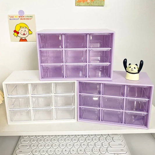 Desktop 9-Fächer Organizer transparent mit Schublade für Schreibtisch