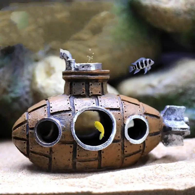 Aquarium Deko U-Boot – Schutz Höhle für Fische Garnelen aus PVC